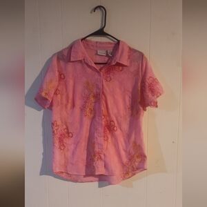 Kim Rogers pink colored flowered shirt ##'s